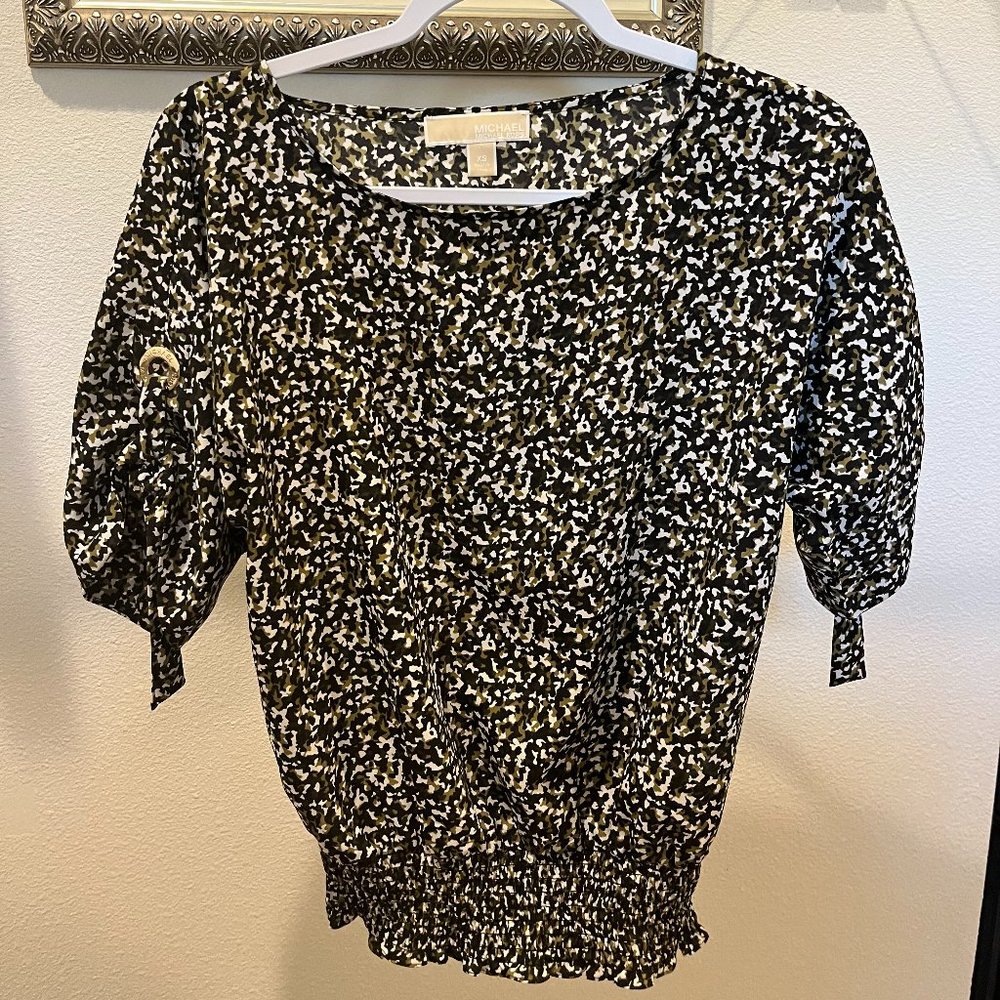 Michael Michael Kors Women's Short Sleeve Banded Waist Blouse Size XS